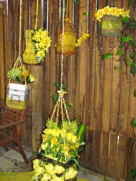 Birdcages in a floristry display