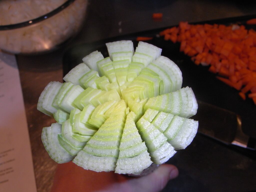 Creating a leek 'brush' to clean out the dirt