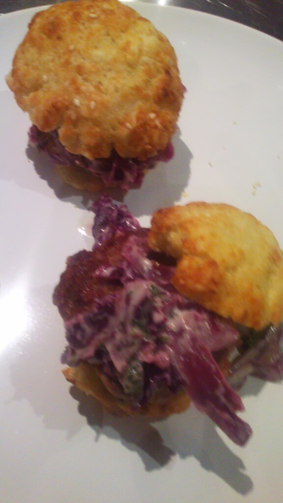 Compared to my homemade version with potato bread and red cabbage slaw
