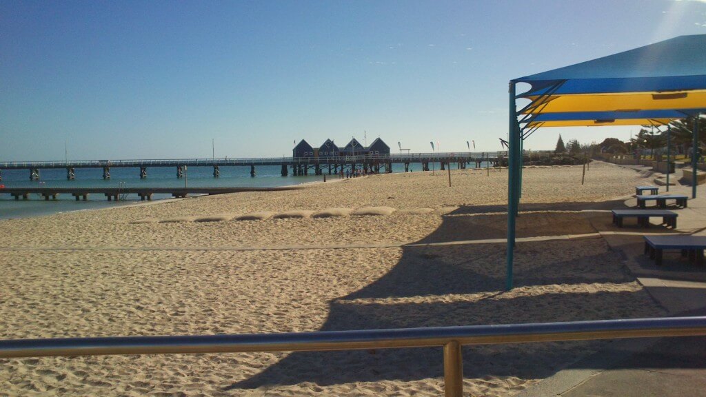 The beach and the start of Busselton Jetty