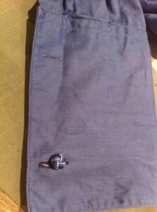 Sarah style buttonhole - I didn't have any thread other than black or white. But thankfully my cufflink works perfectly