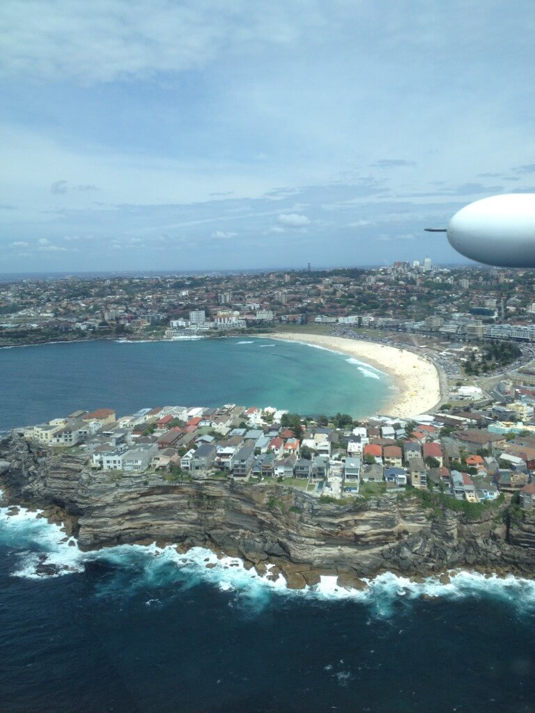 Bondi beach - we flew far enough I could see the Sculptures by the Sea crowds