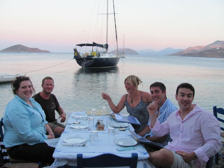 Greek island cruise boat and crew/cruisers