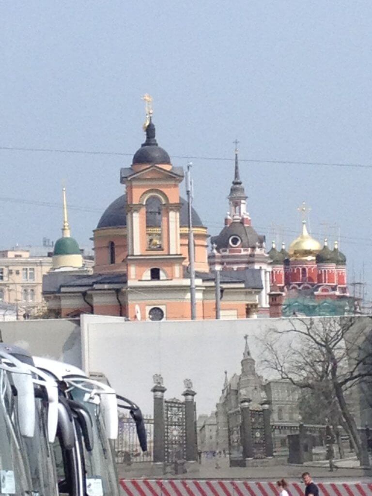 So what was a snapshot of the development around Red Square, well those buses has Olympic flags in their windows... seems the (dimished) Russian team was bring farewelled in the Kremlin the same day we were there