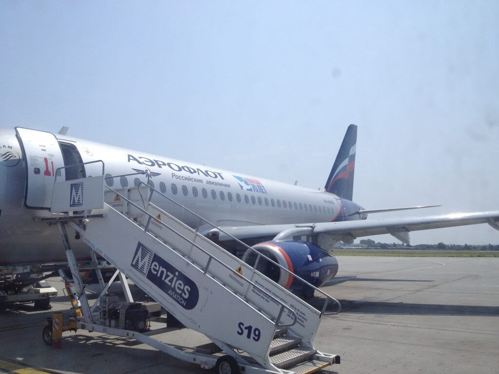 Aeroflot - the carrier of Russia (and a branded plane we've NEVER seen - no Airbus or Boeing here)