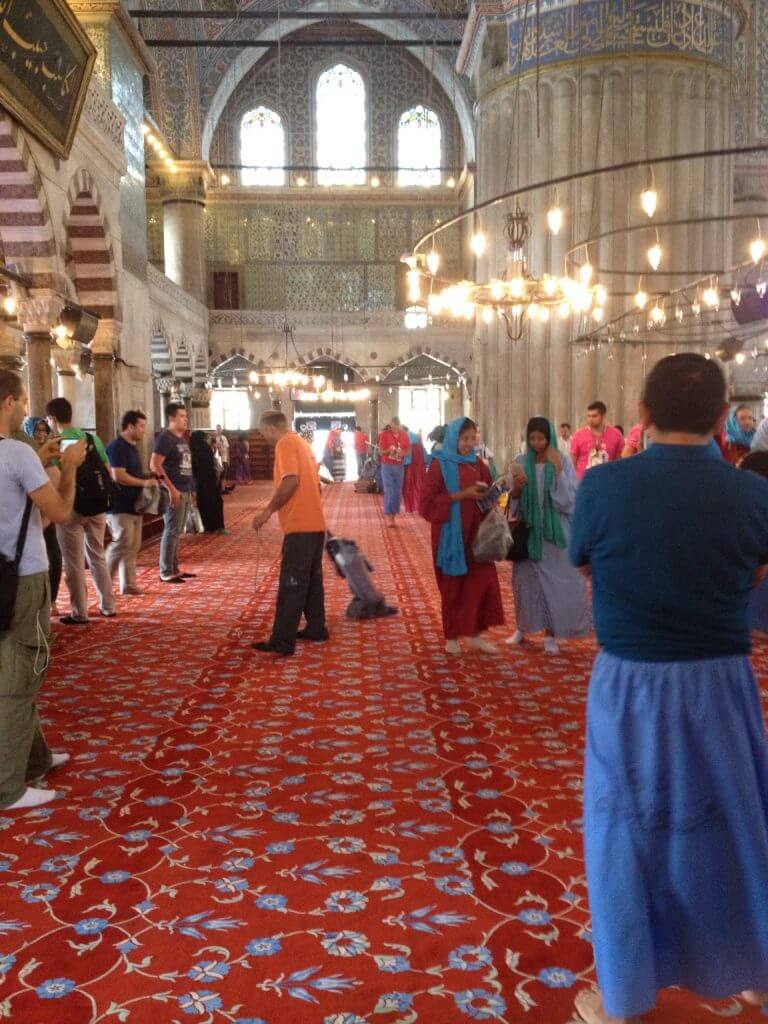 Inside the Blue MOsque, complete with Gringo modesty covers