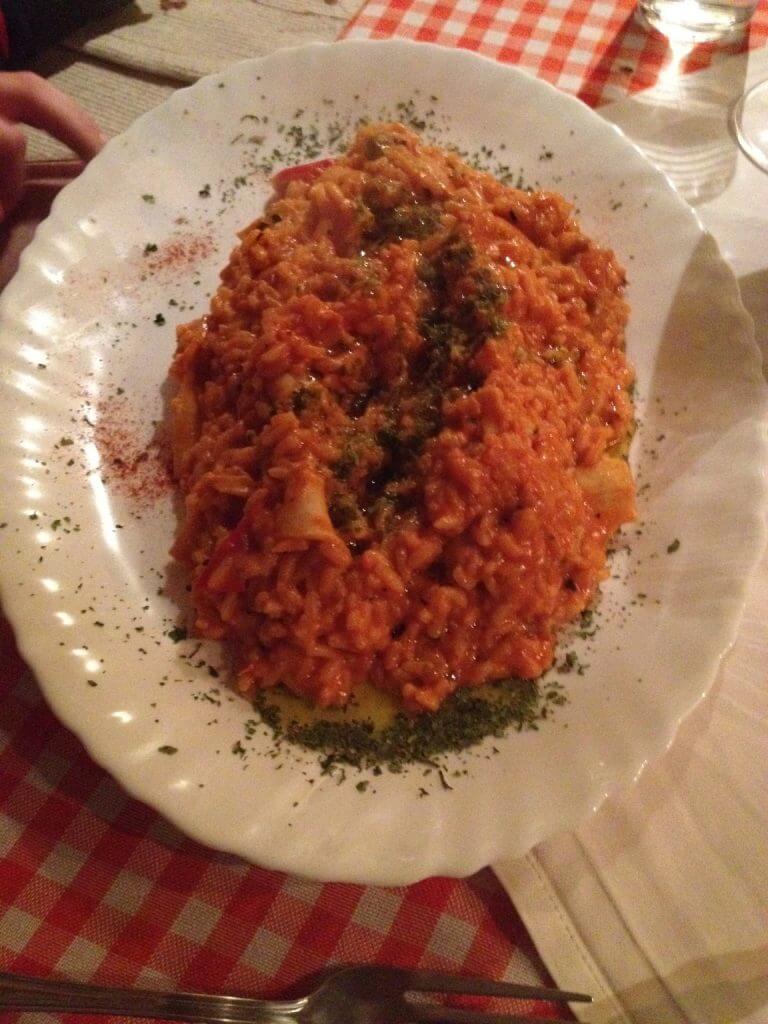 The tastiest risotto from a small resturant - which I subsequently read a book and a journalist during the war ate there!