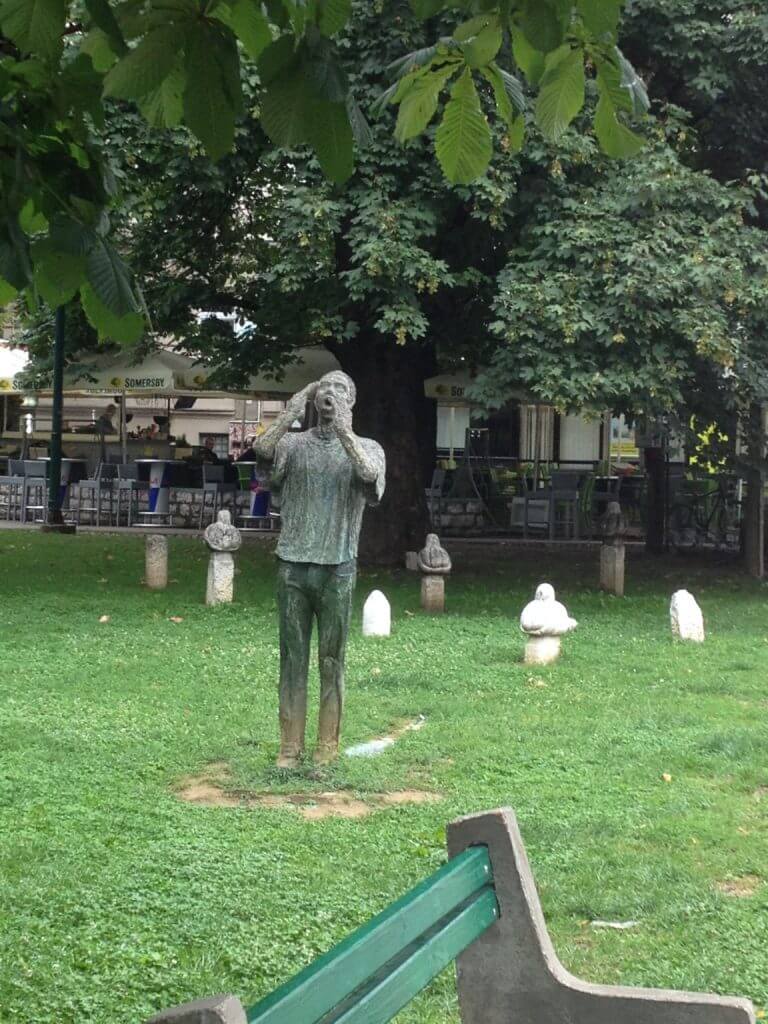 There was a sad plaque to this statue